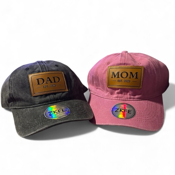 Accessories - NIP Pink Black Dad Mom Baseball Caps Set